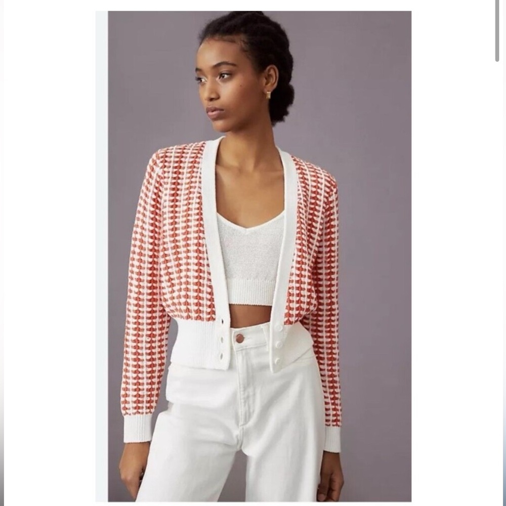 Maeve crochet cropped sweater by Anthropologie EUC